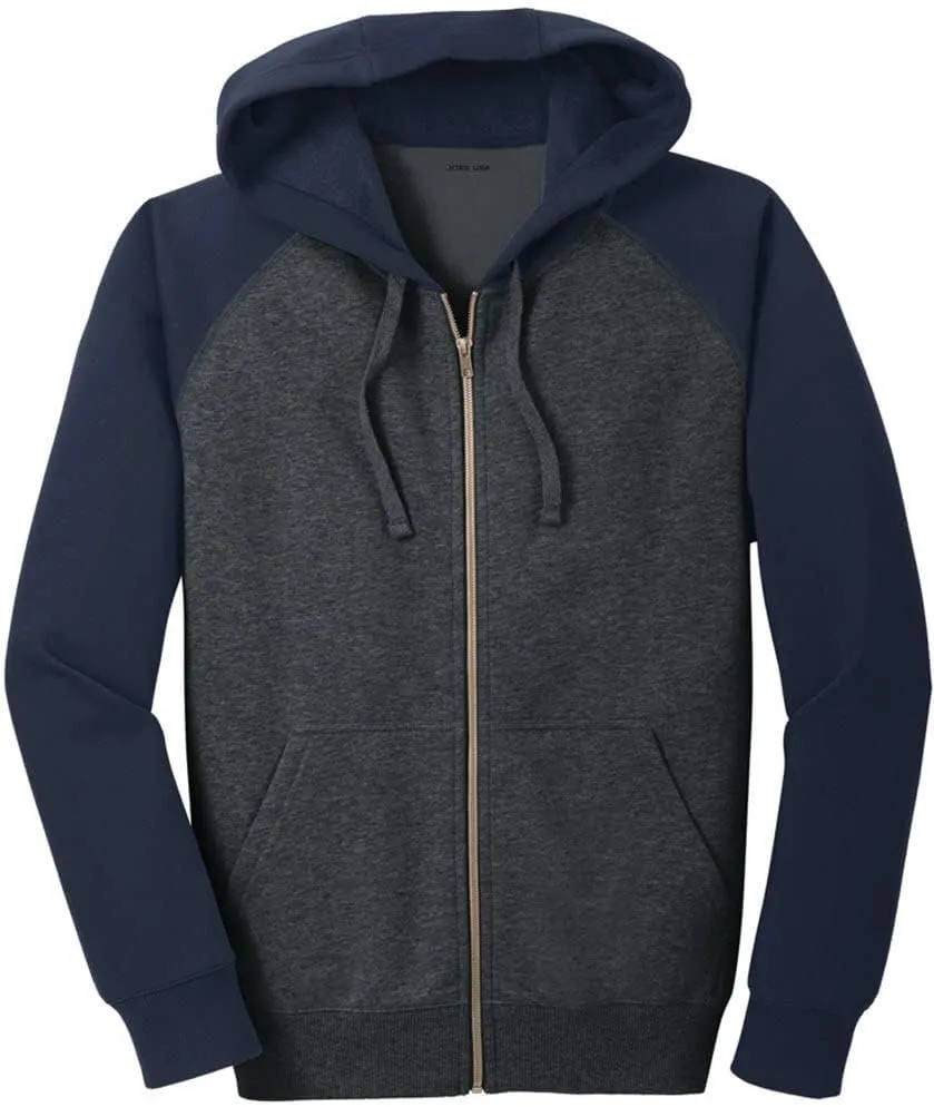 Mens Vintage Raglan Hoodies - Full Zip Hooded Sweatshirt in Sizes XS-4XL
