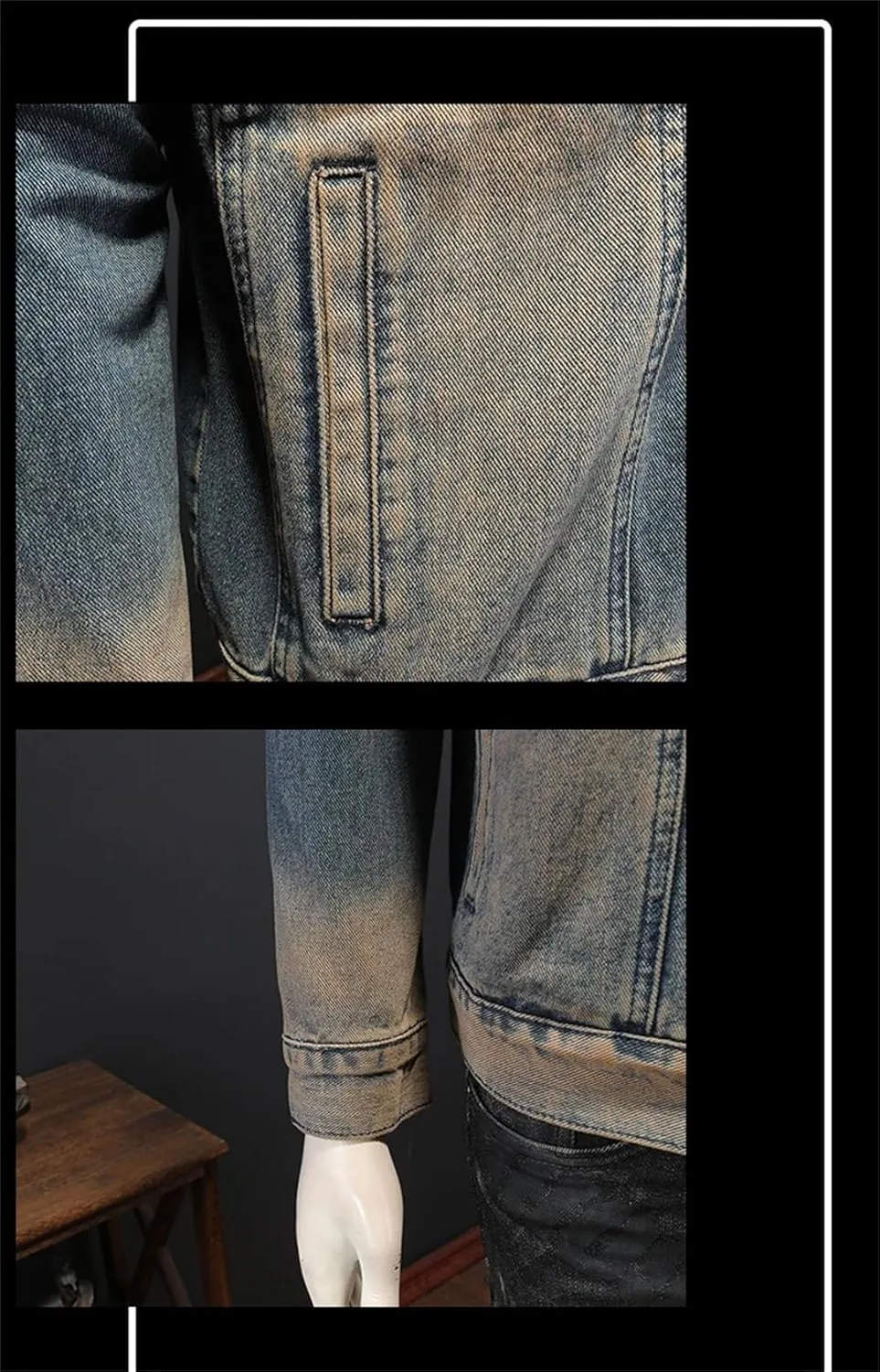 Men's Washed Vintage Denim Jacket Street Denim Clothing Casual Social Motorcycle Coats