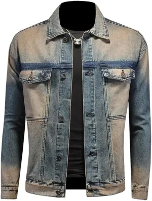 Men's Washed Vintage Denim Jacket Street Denim Clothing Casual Social Motorcycle Coats