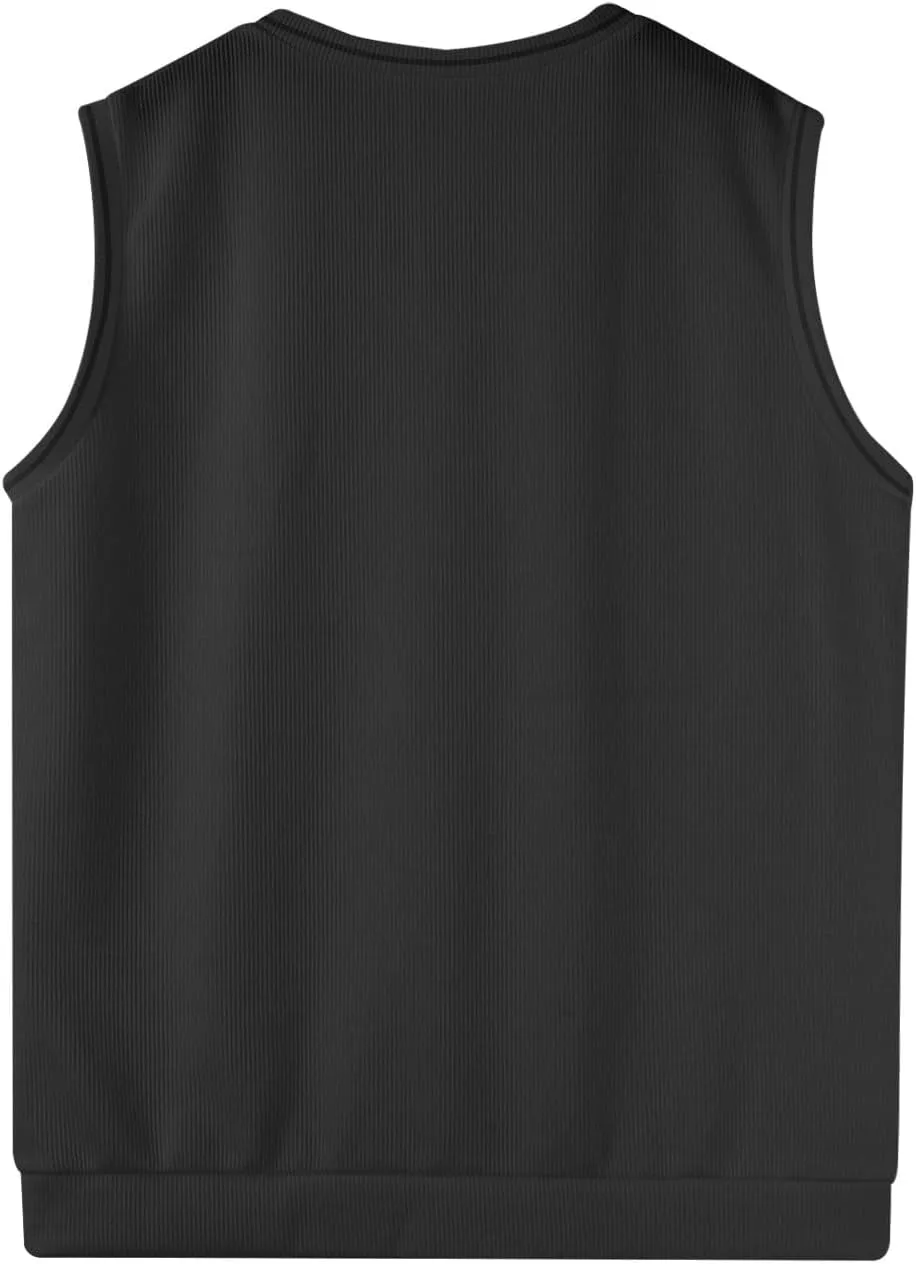 Men's Wool Blended Vest Sweater Relaxed Fit V Neck Sleeveless Knitted Pullover Slim Fit Tops