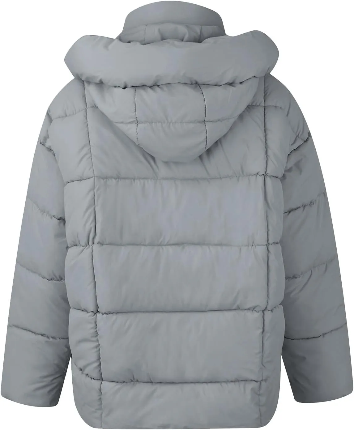 Mmoneyake Womens Hooded Quilted Puffer Jacket Full Zip Baggy Short Down Coats Padded Warm Winter Heavyweight Coat Outerwear