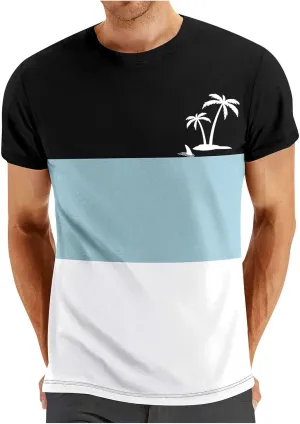 Muscularfit Gym Tshirts for Men Loose Fit Color Block Short Sleeve Crewneck Shirts Causal Gym Workout Tee Tops Summer Shirts