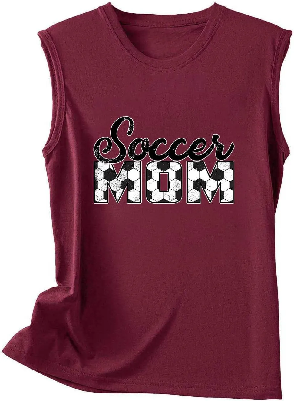 Mzkdieey Women's Soccer Mom Tank Tops Mama Shirts Game Day Tee Top Crewneck Sleeveless Summer Casual T-Shirts Blouses