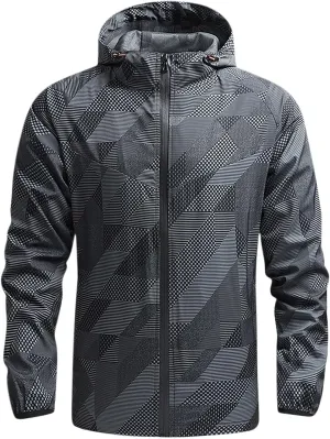 NATHGAM Men's Casual Loose Fit Windbreaker Long Sleeve Stand Collar Hooded Jacket Breathable For Biking Hiking Running 2024