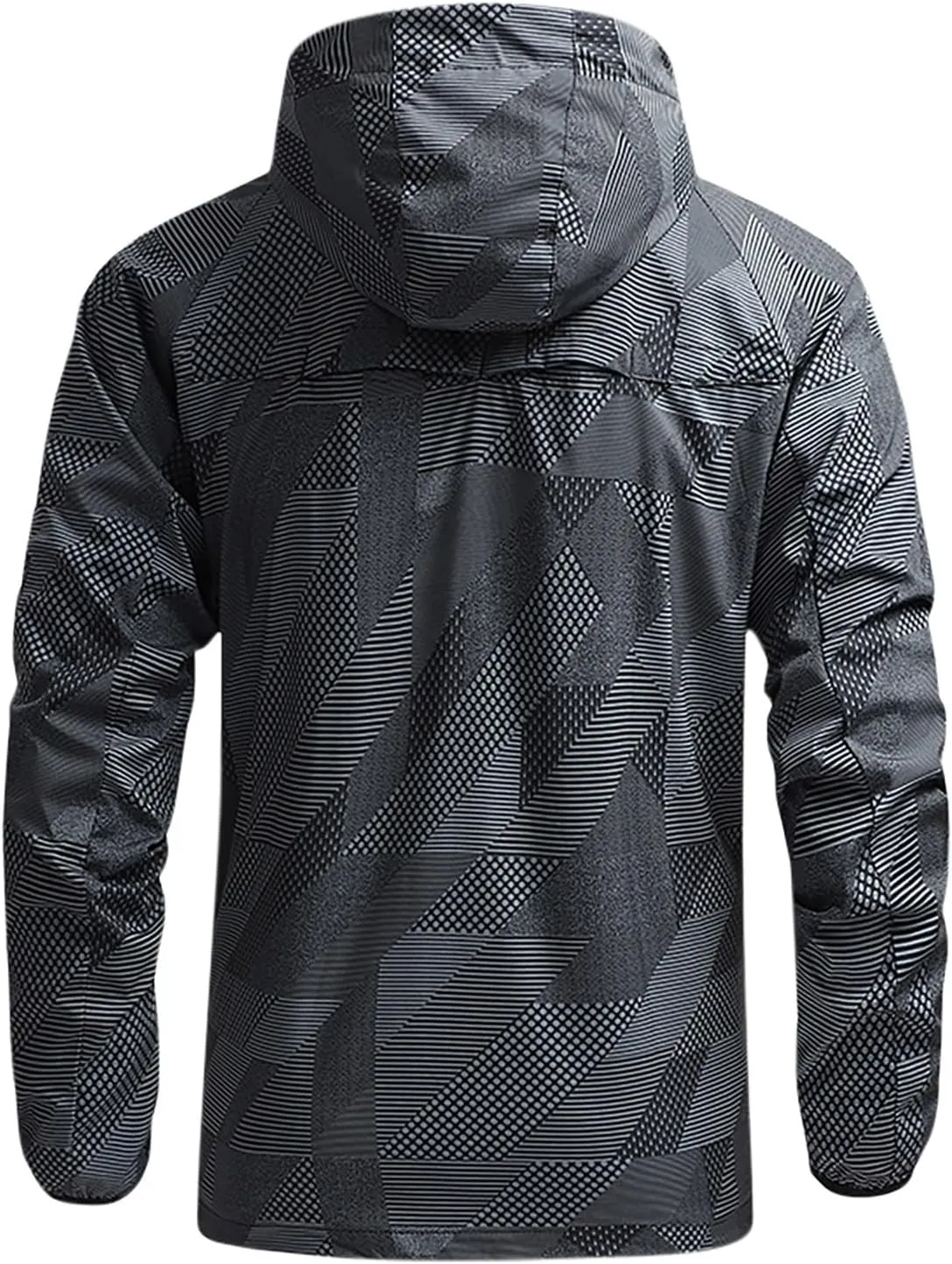 NATHGAM Men's Casual Loose Fit Windbreaker Long Sleeve Stand Collar Hooded Jacket Breathable For Biking Hiking Running 2024