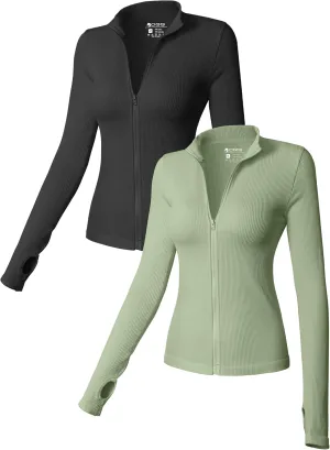OQQ Womens 2 Piece Long Sleeve Tops Stand Neck Front Zipped Stretch Fitted Underscrubs Tee Shirts Tops