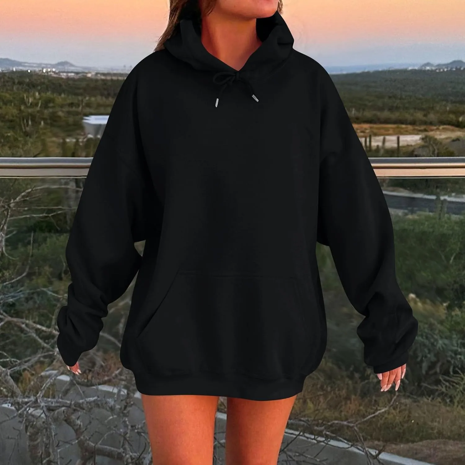 Oversized Hoodies for Women Casual Fleece Sweatshirts Trendy Drawstring Pullover Sweaters Cute Hoodie with Pocket