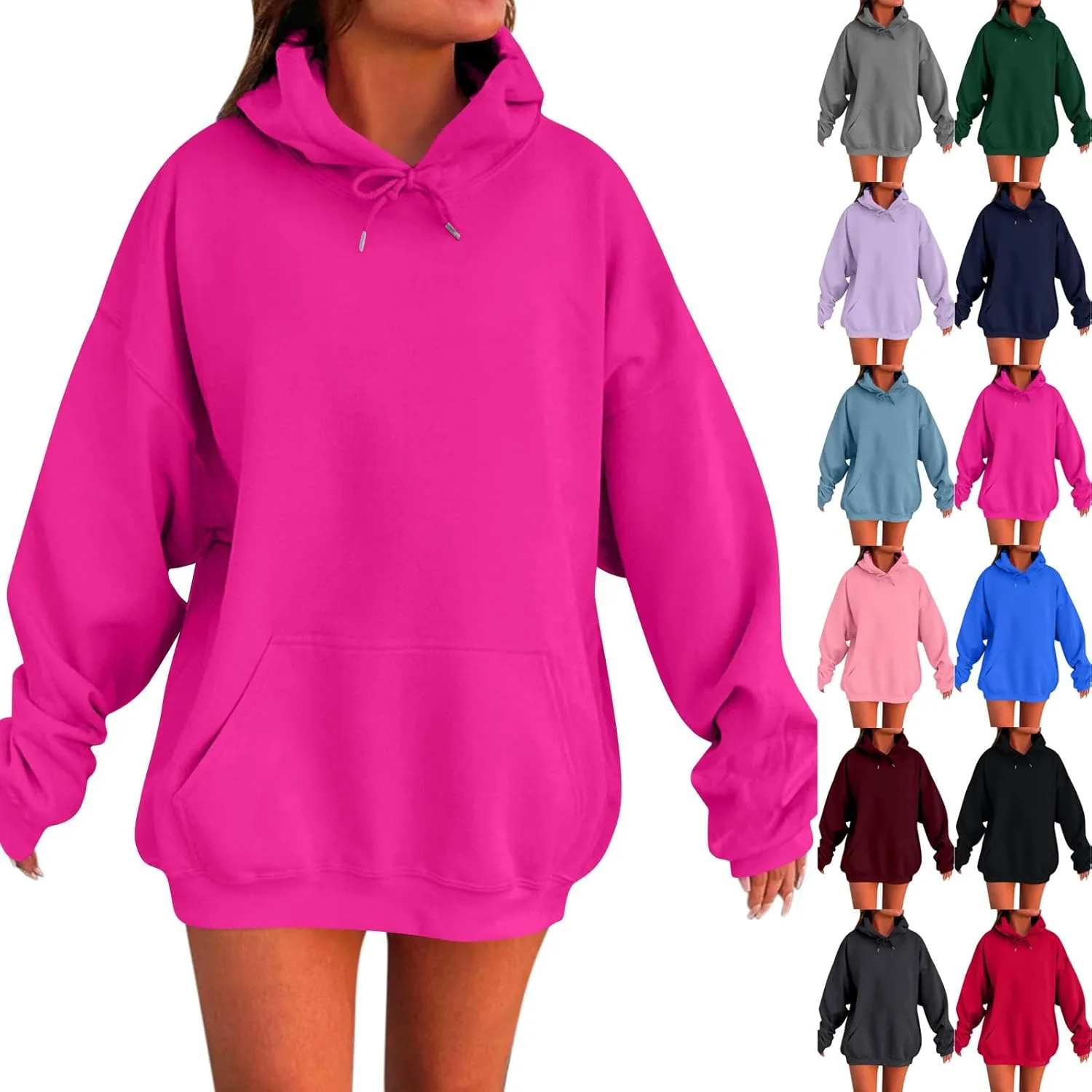 Oversized Hoodies for Women Casual Fleece Sweatshirts Trendy Drawstring Pullover Sweaters Cute Hoodie with Pocket