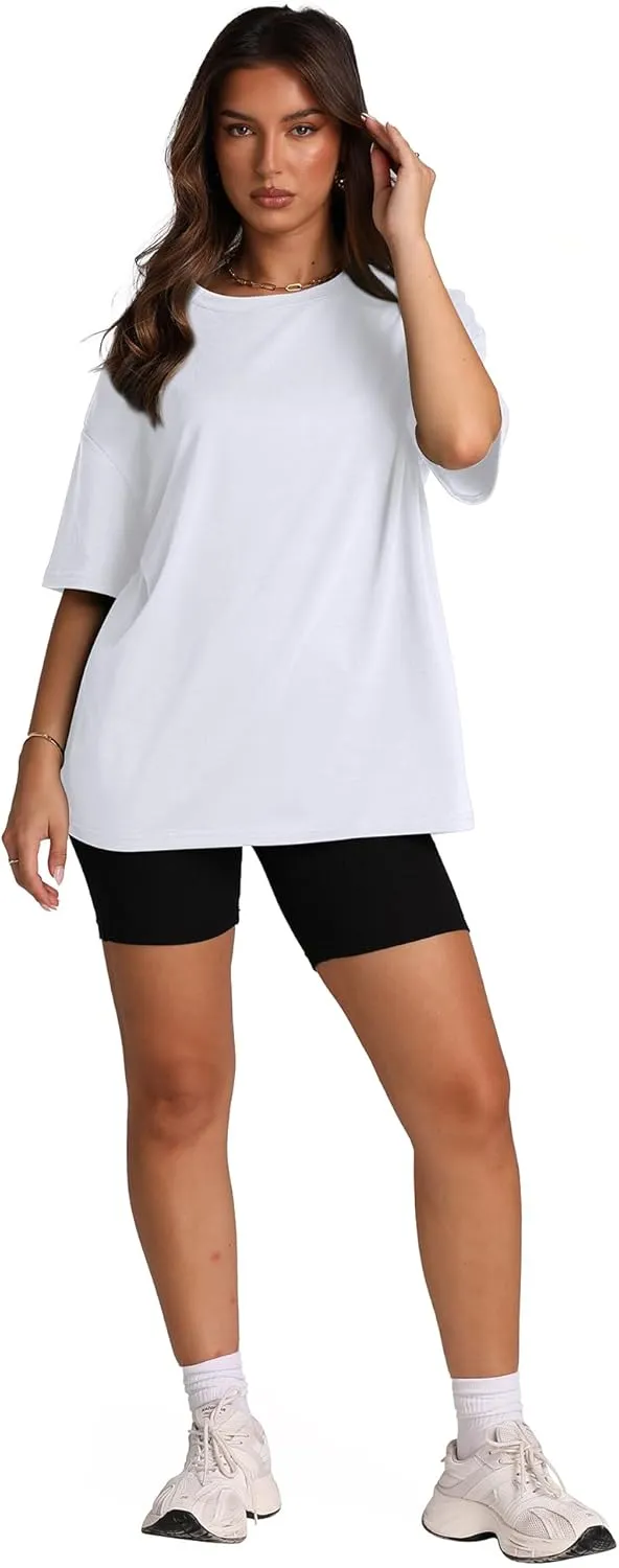 Oversized T Shirts for Women Summer Crewneck Short Sleeve Basic Tops Loose Fit