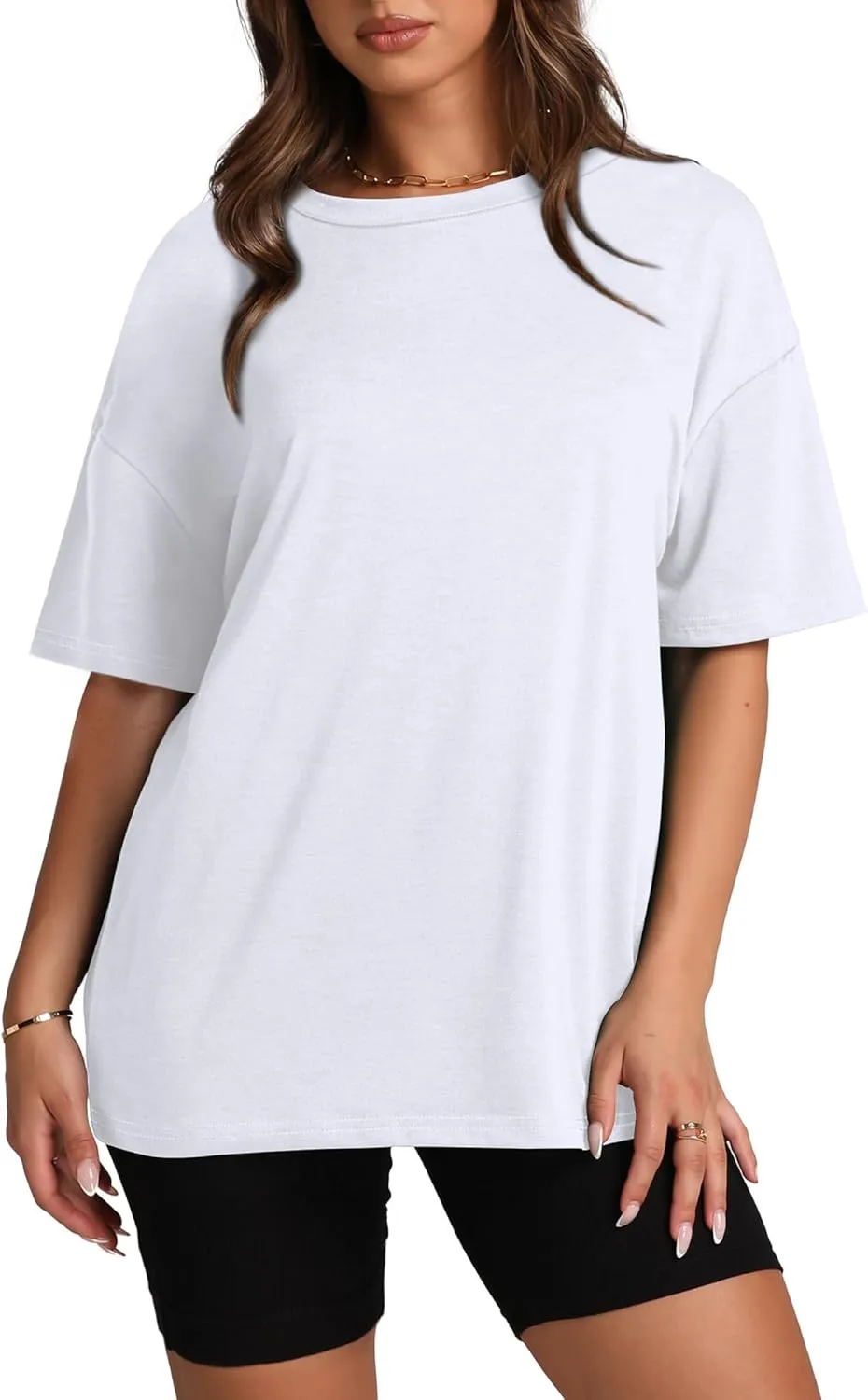 Oversized T Shirts for Women Summer Crewneck Short Sleeve Basic Tops Loose Fit