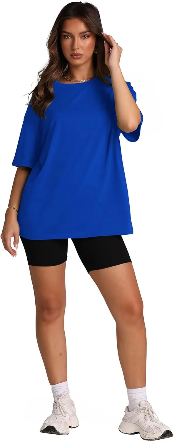 Oversized T Shirts for Women Summer Crewneck Short Sleeve Basic Tops Loose Fit