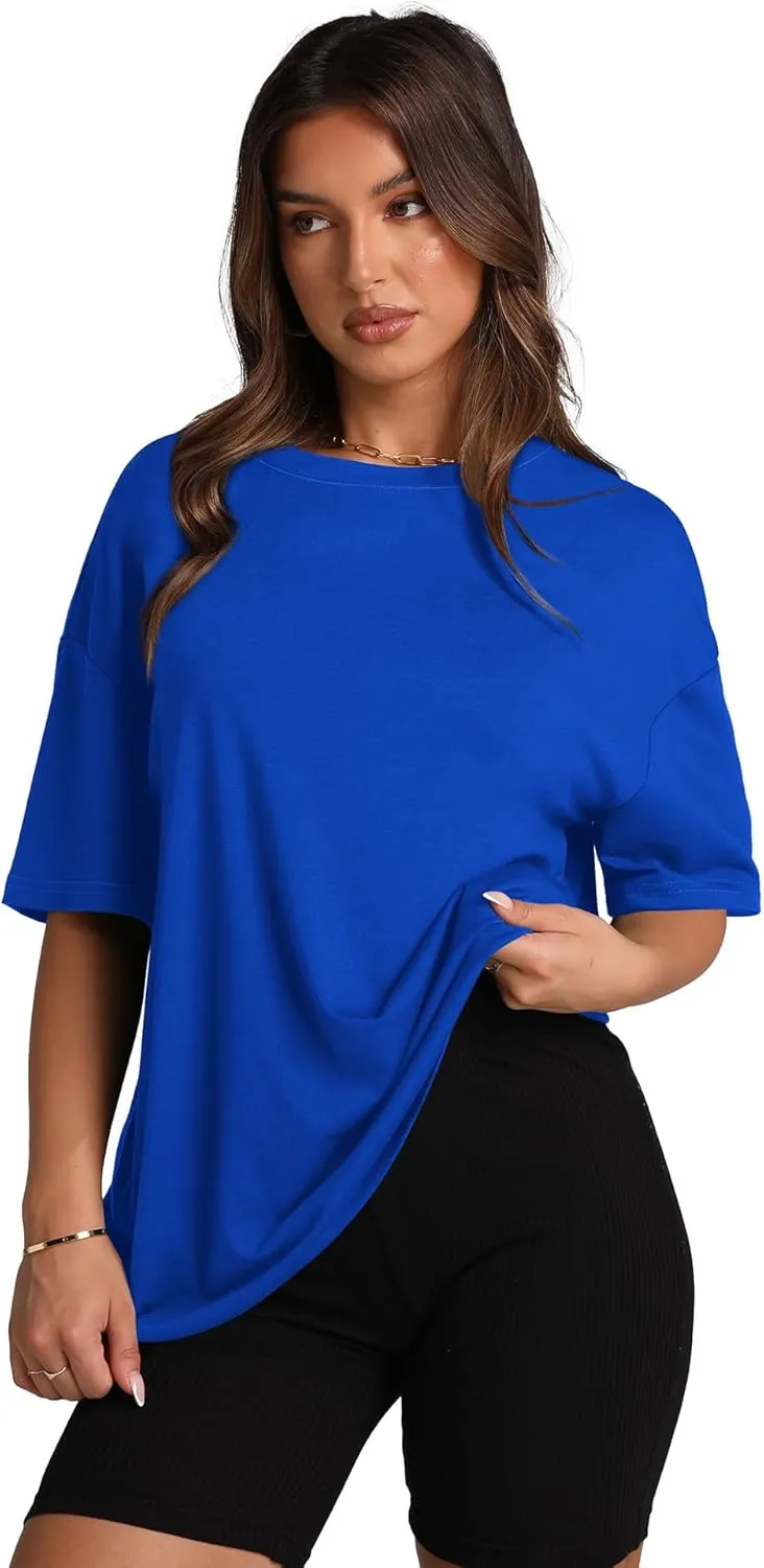 Oversized T Shirts for Women Summer Crewneck Short Sleeve Basic Tops Loose Fit