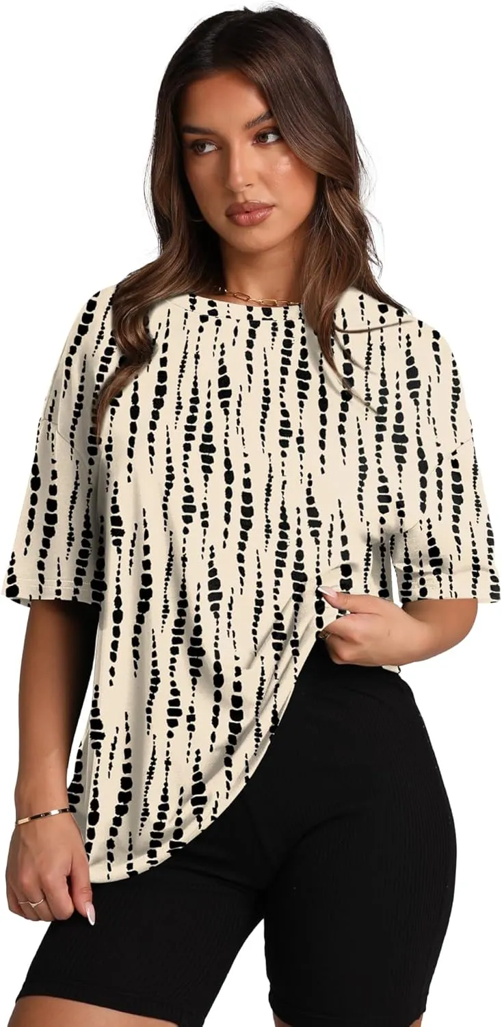 Oversized T Shirts for Women Summer Crewneck Short Sleeve Basic Tops Loose Fit