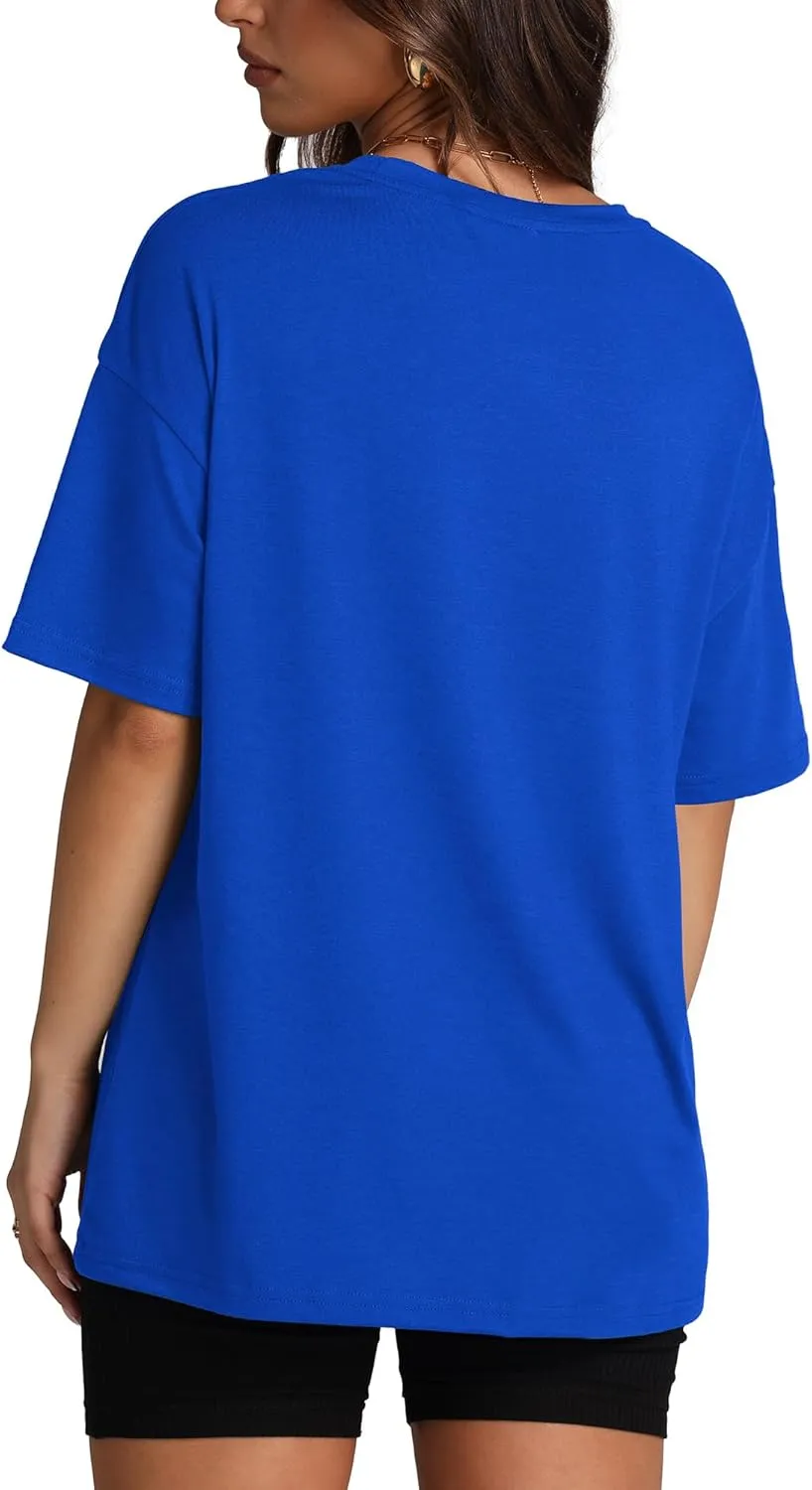Oversized T Shirts for Women Summer Crewneck Short Sleeve Basic Tops Loose Fit