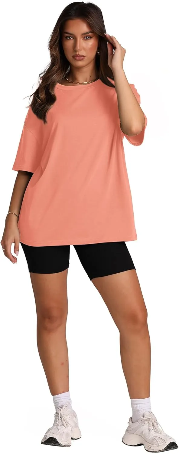 Oversized T Shirts for Women Summer Crewneck Short Sleeve Basic Tops Loose Fit