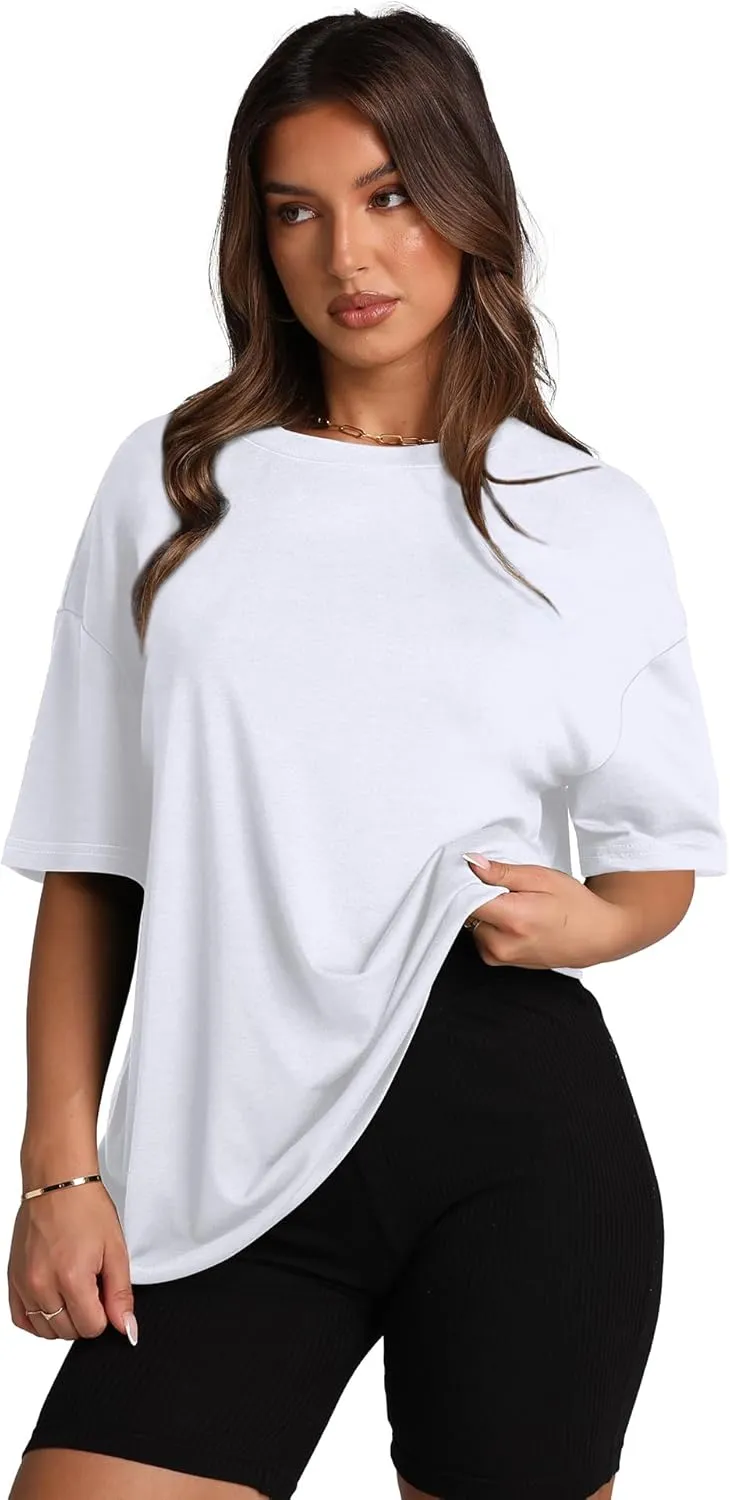 Oversized T Shirts for Women Summer Crewneck Short Sleeve Basic Tops Loose Fit