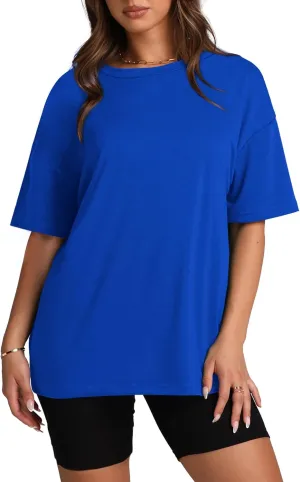 Oversized T Shirts for Women Summer Crewneck Short Sleeve Basic Tops Loose Fit