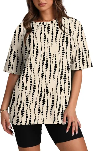 Oversized T Shirts for Women Summer Crewneck Short Sleeve Basic Tops Loose Fit