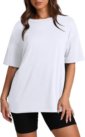 Oversized T Shirts for Women Summer Crewneck Short Sleeve Basic Tops Loose Fit