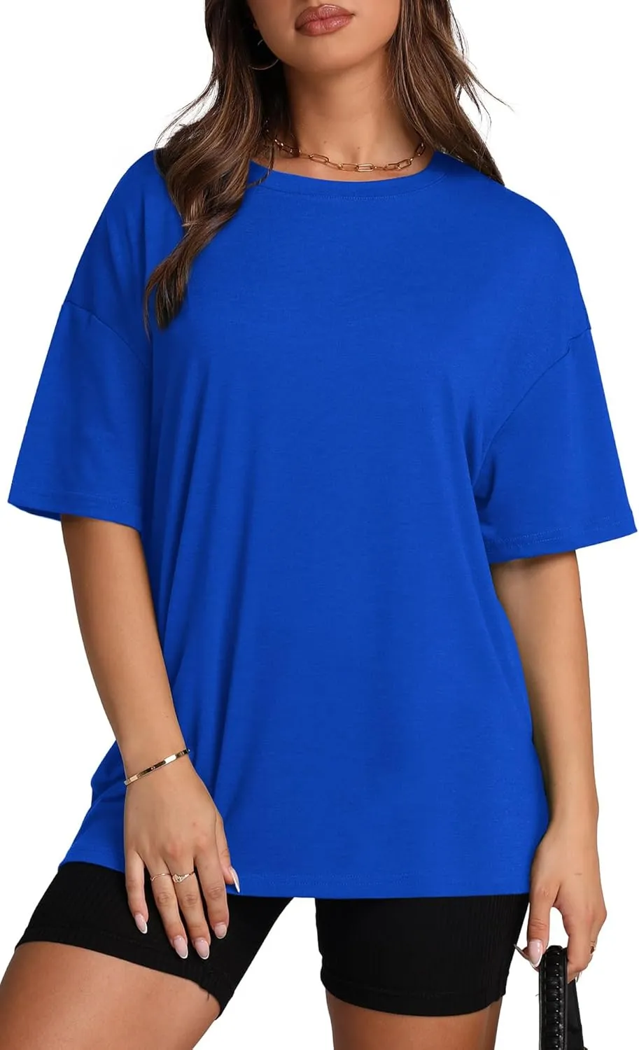 Oversized T Shirts for Women Summer Crewneck Short Sleeve Basic Tops Loose Fit