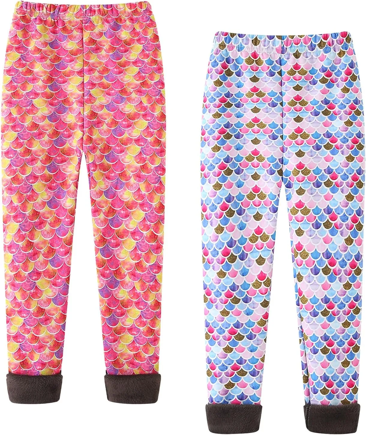 Panegy 2 Pack Girls Fleece Lined Leggings Winter Warm Soft Stretch Pants High Waist Yoga Trousers