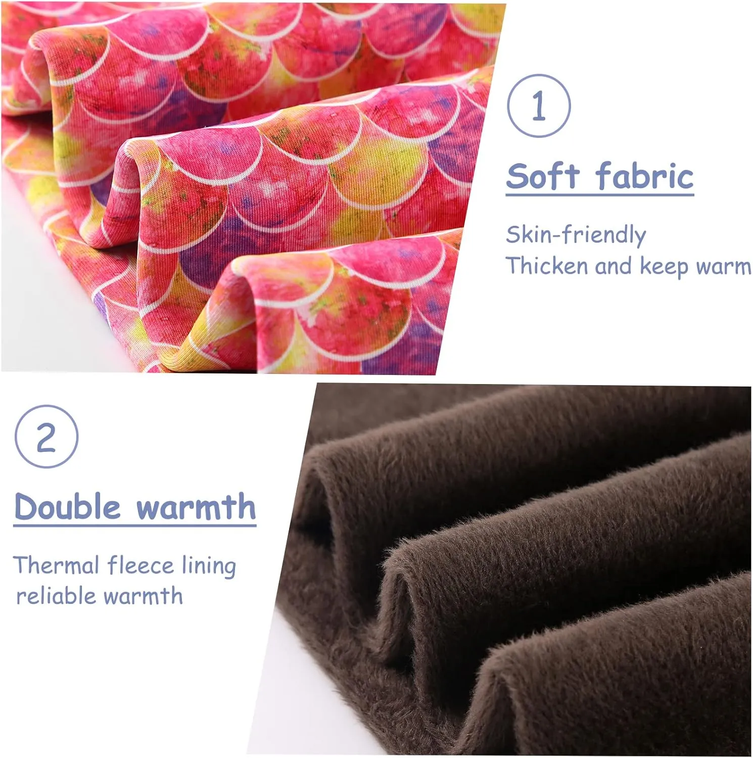 Panegy 2 Pack Girls Fleece Lined Leggings Winter Warm Soft Stretch Pants High Waist Yoga Trousers