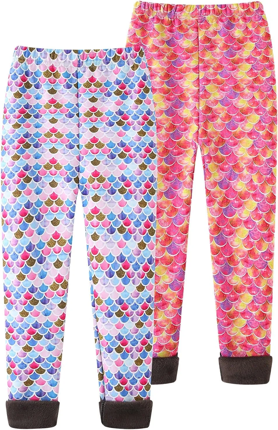 Panegy 2 Pack Girls Fleece Lined Leggings Winter Warm Soft Stretch Pants High Waist Yoga Trousers
