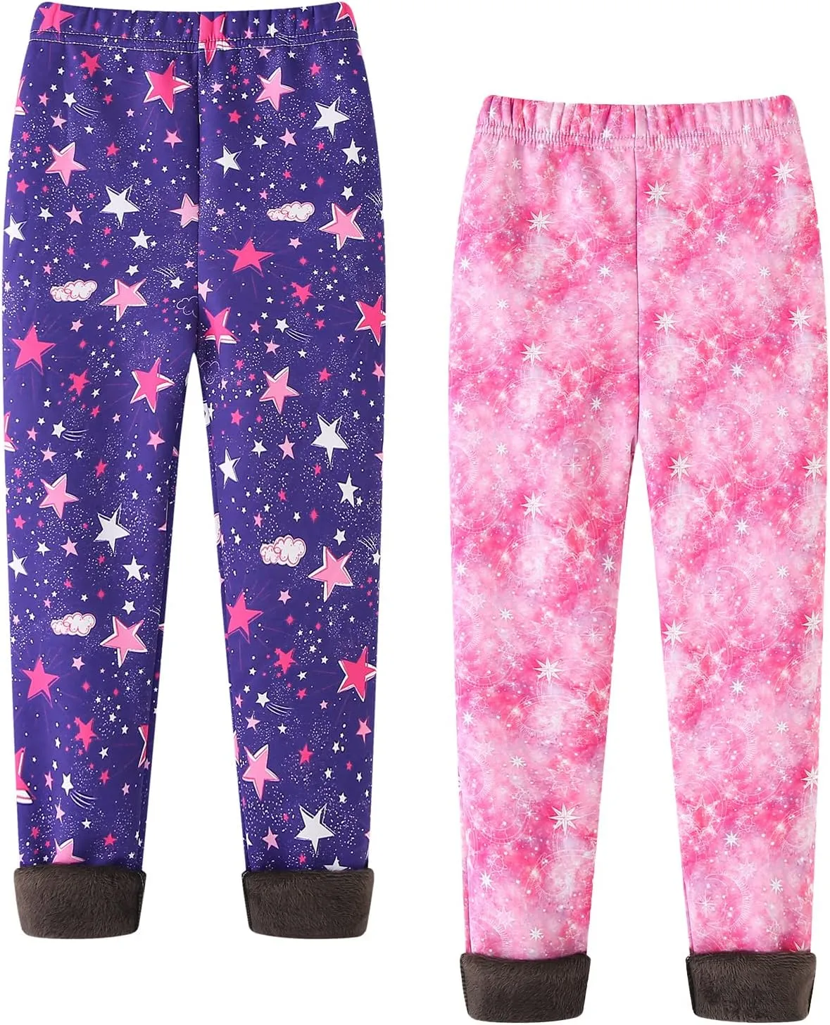 Panegy 2 Pack Girls Fleece Lined Leggings Winter Warm Soft Stretch Pants High Waist Yoga Trousers