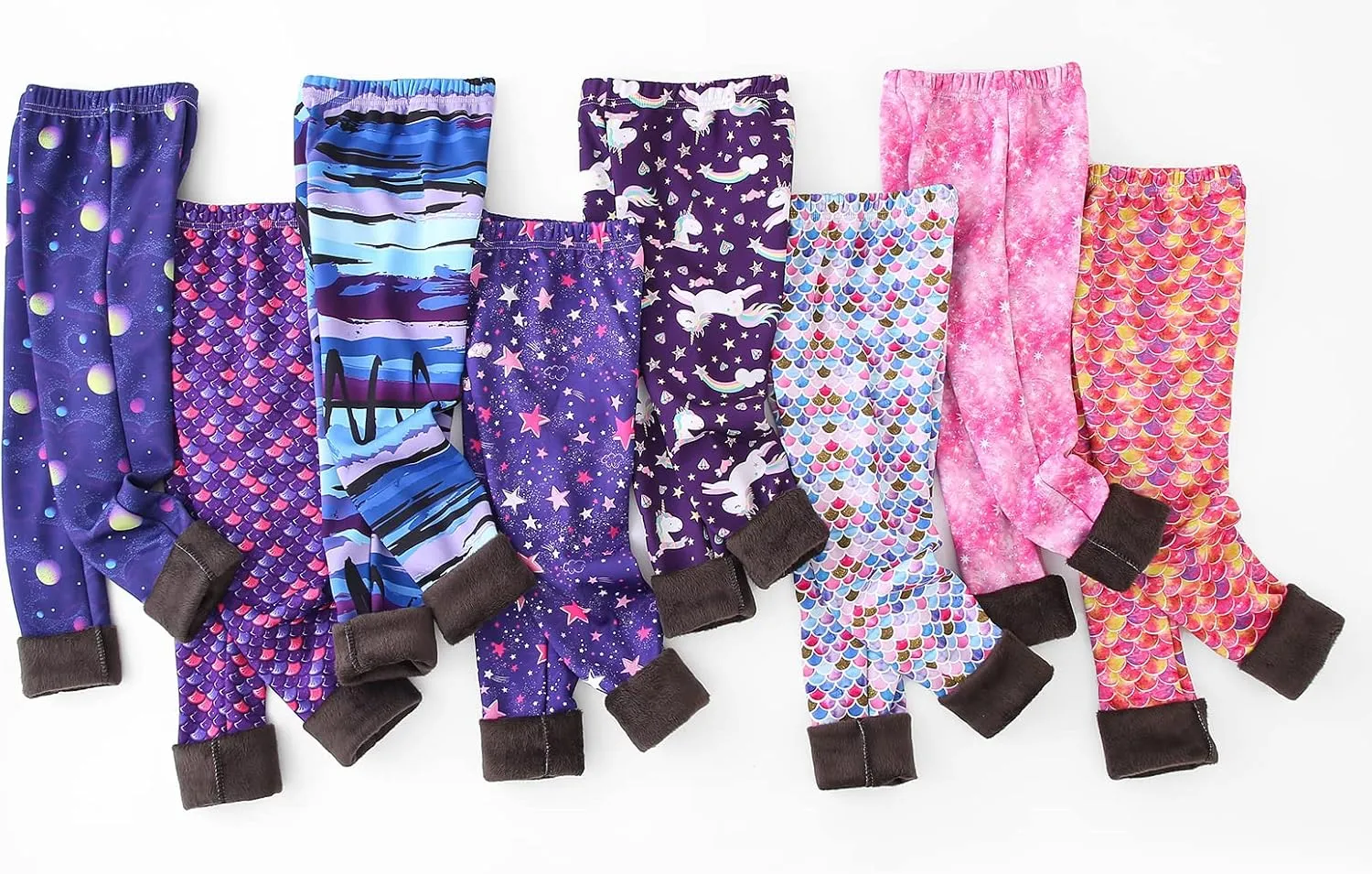 Panegy 2 Pack Girls Fleece Lined Leggings Winter Warm Soft Stretch Pants High Waist Yoga Trousers