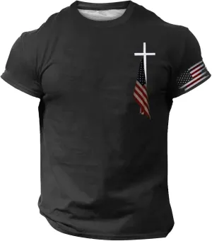Patriotic Performance Polo Tees - Moisture-Control 4th of July Golf Shirts with Subtle Flag Embroidery, UV Protection Sunwear