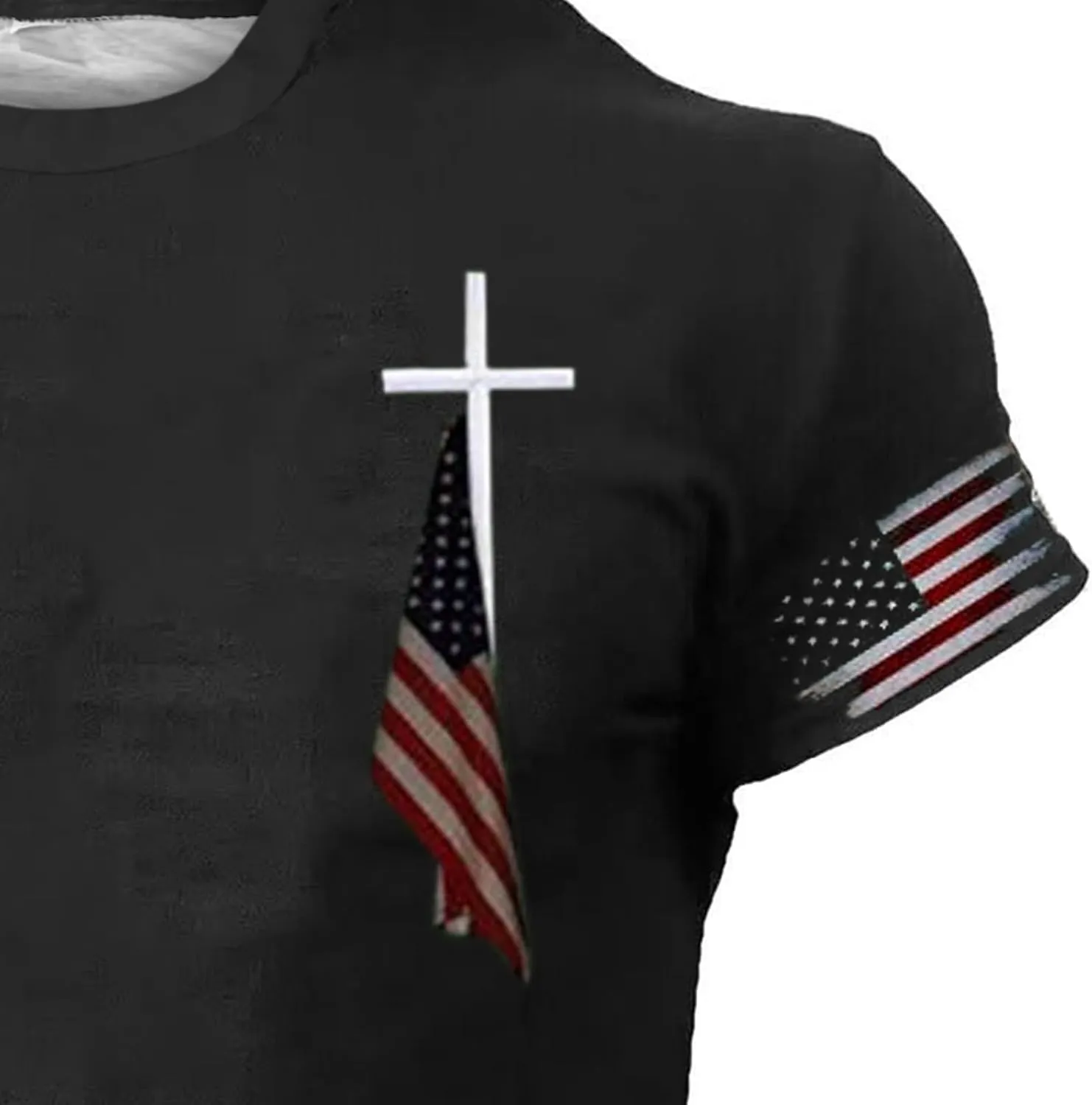 Patriotic Performance Polo Tees - Moisture-Control 4th of July Golf Shirts with Subtle Flag Embroidery, UV Protection Sunwear