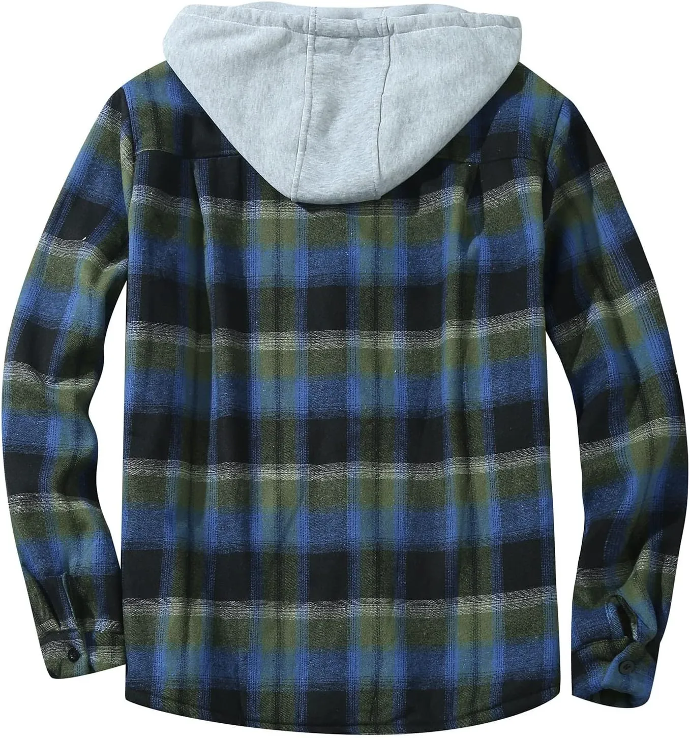 Plaid Hoodies Jackets for Men Relaxed Fit Zip Up Long Sleeve Fleece Lined Casual Plaid Jacket Color Block Stitching Warm