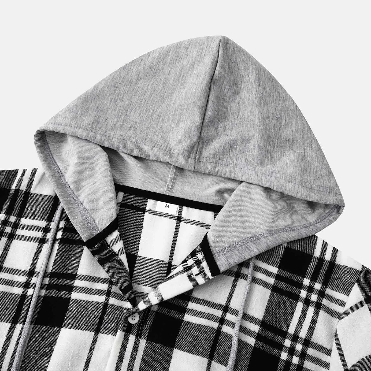 Plaid Hoodies Jackets for Men Relaxed Fit Zip Up Long Sleeve Fleece Lined Casual Plaid Jacket Color Block Stitching