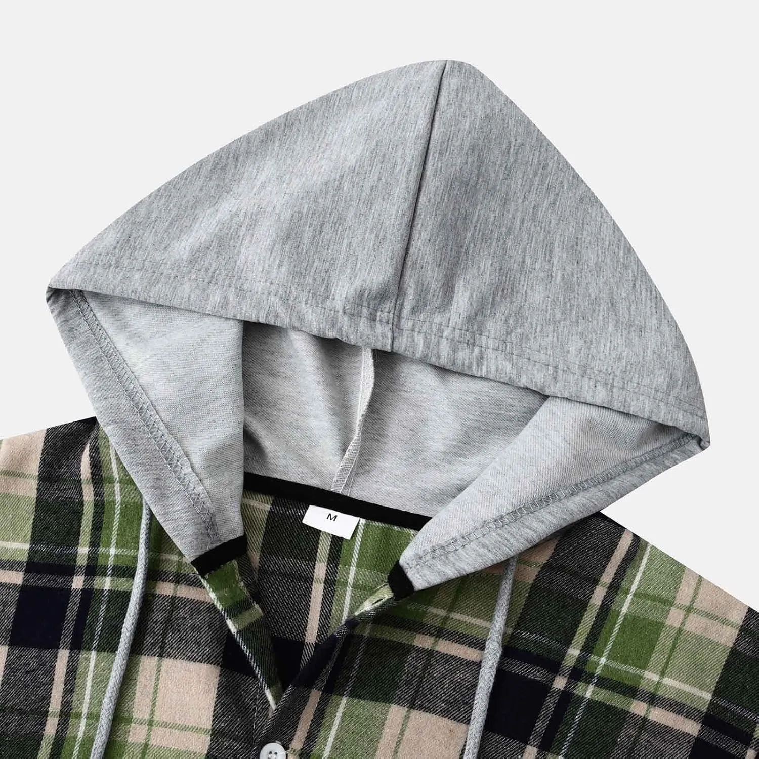 Plaid Hoodies Jackets for Men Relaxed Fit Zip Up Long Sleeve Fleece Lined Casual Plaid Jacket Color Block Stitching