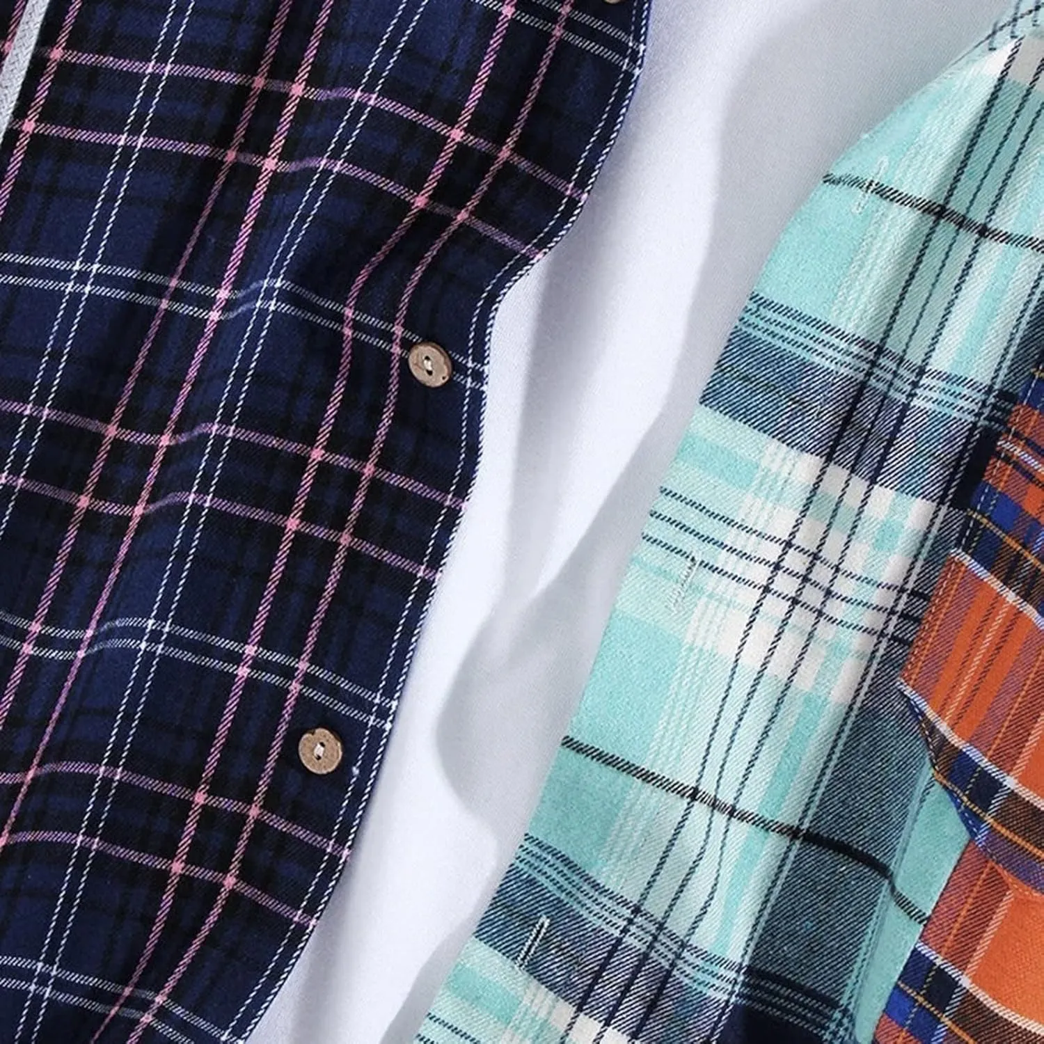 Plaid Hoodies Jackets for Men Relaxed Fit Zip-Up Long Sleeve Fleece Lined Casual Plaid Jacket Color Block Stitching