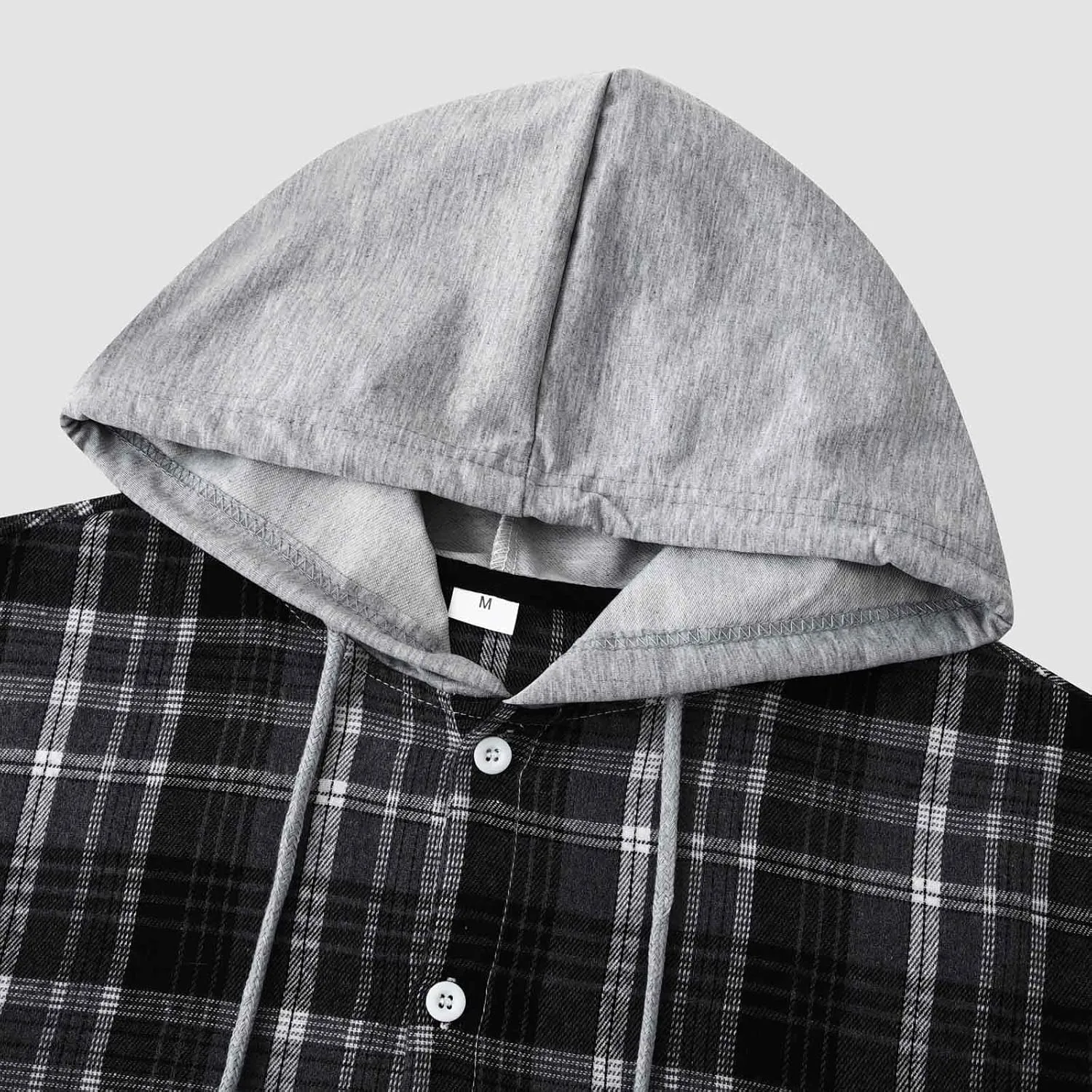 Plaid Hoodies Jackets for Men Relaxed Fit Zip Up Long Sleeve Fleece Lined Casual Plaid Jacket Color Block Stitching