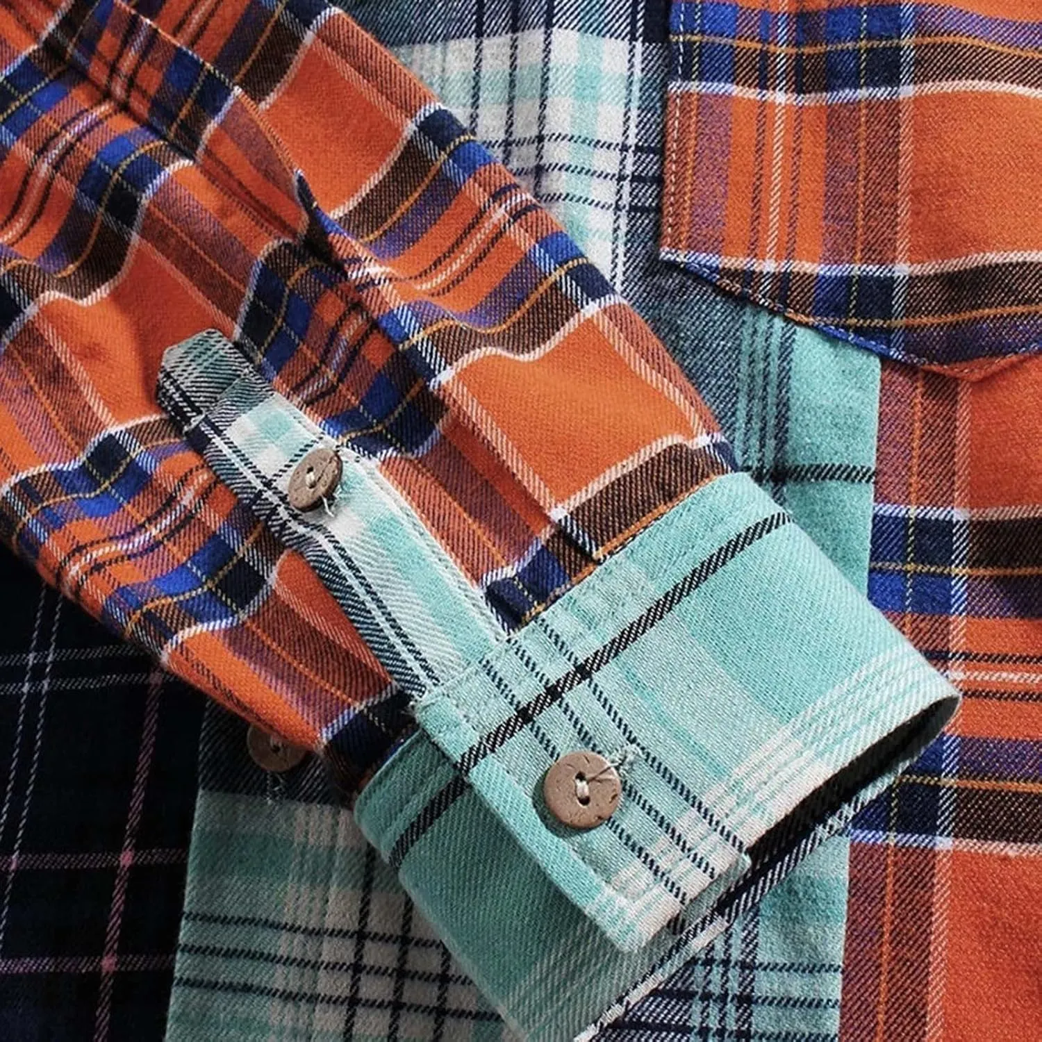 Plaid Hoodies Jackets for Men Relaxed Fit Zip-Up Long Sleeve Fleece Lined Casual Plaid Jacket Color Block Stitching