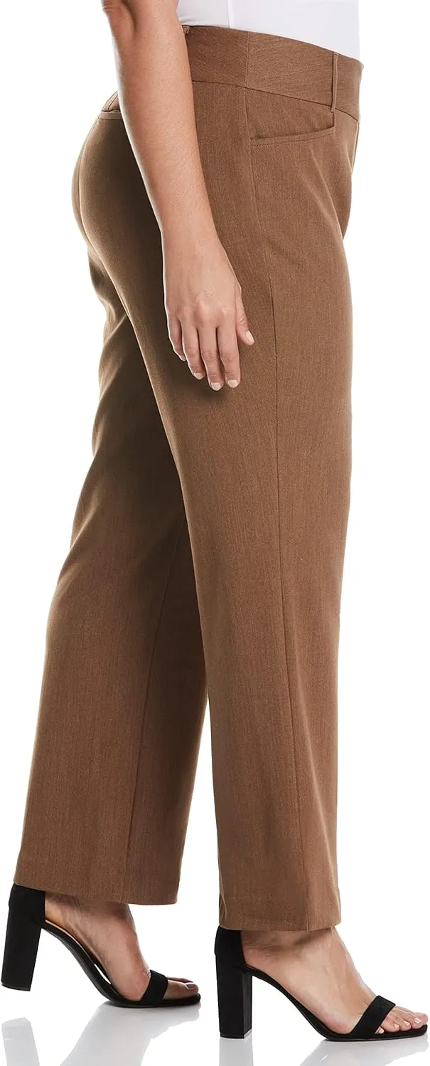 Rafaella Women's Plus Size Curvy Fit Gabardine Bootcut Dress Pants with Pockets, Soft Stretch Work Slacks, 31” & 32" Inseam