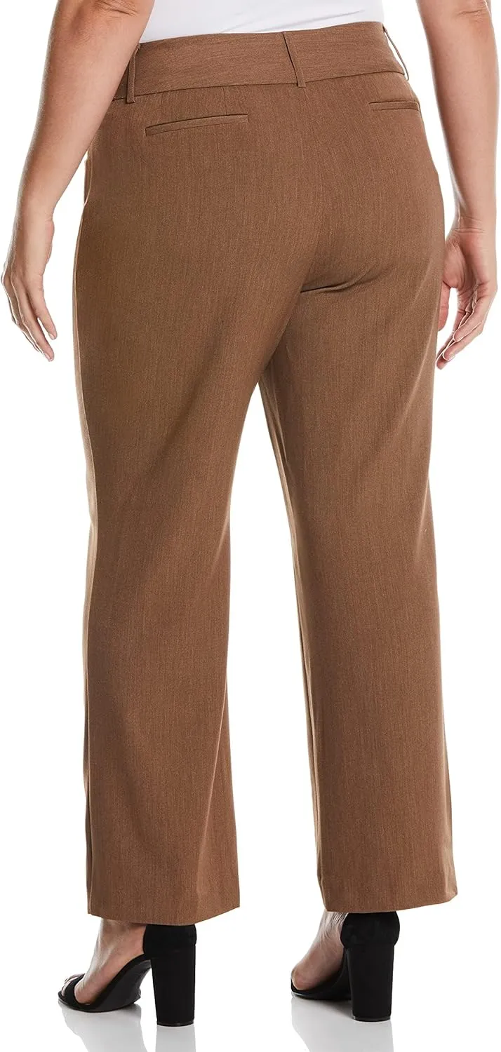 Rafaella Women's Plus Size Curvy Fit Gabardine Bootcut Dress Pants with Pockets, Soft Stretch Work Slacks, 31” & 32" Inseam