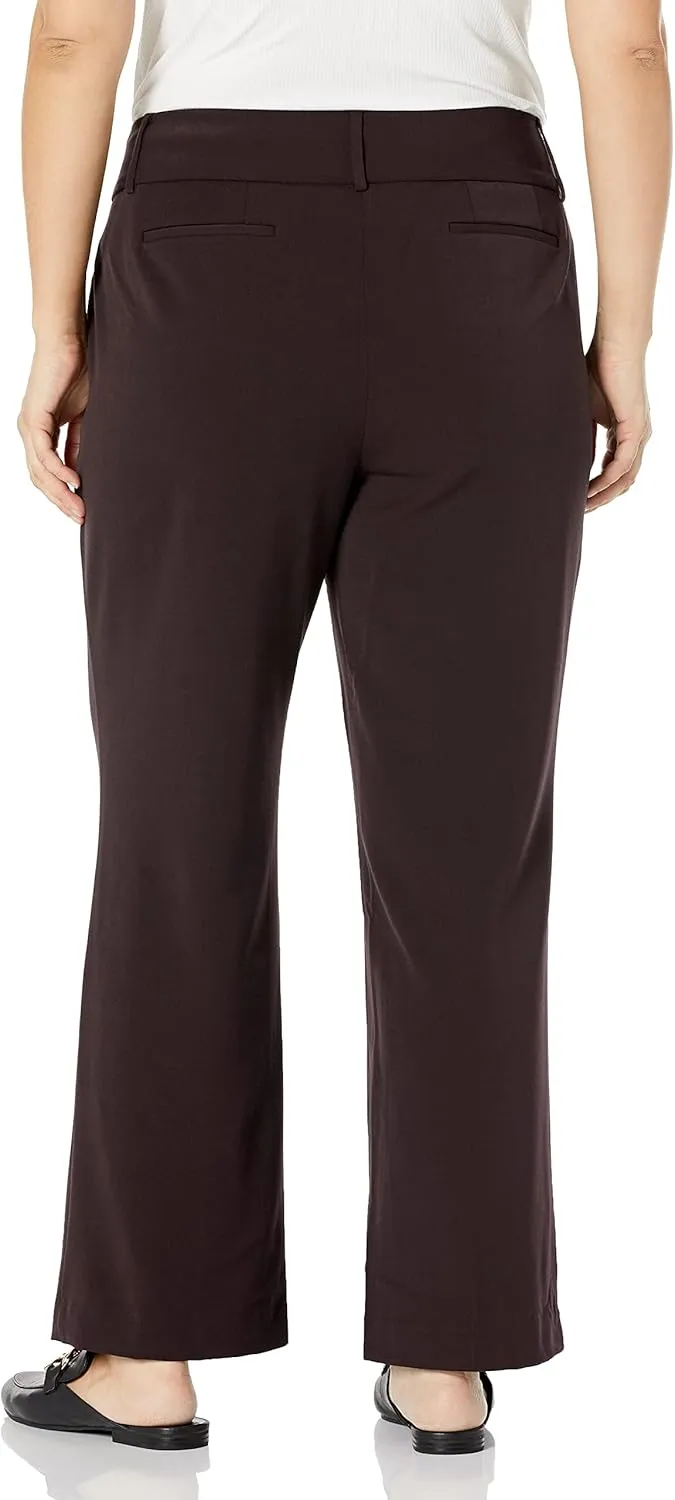 Rafaella Women's Plus Size Curvy Fit Gabardine Bootcut Dress Pants with Pockets, Soft Stretch Work Slacks, 31” & 32" Inseam