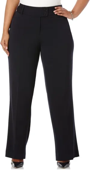 Rafaella Women's Plus Size Curvy Fit Gabardine Bootcut Dress Pants with Pockets, Soft Stretch Work Slacks, 31” & 32" Inseam