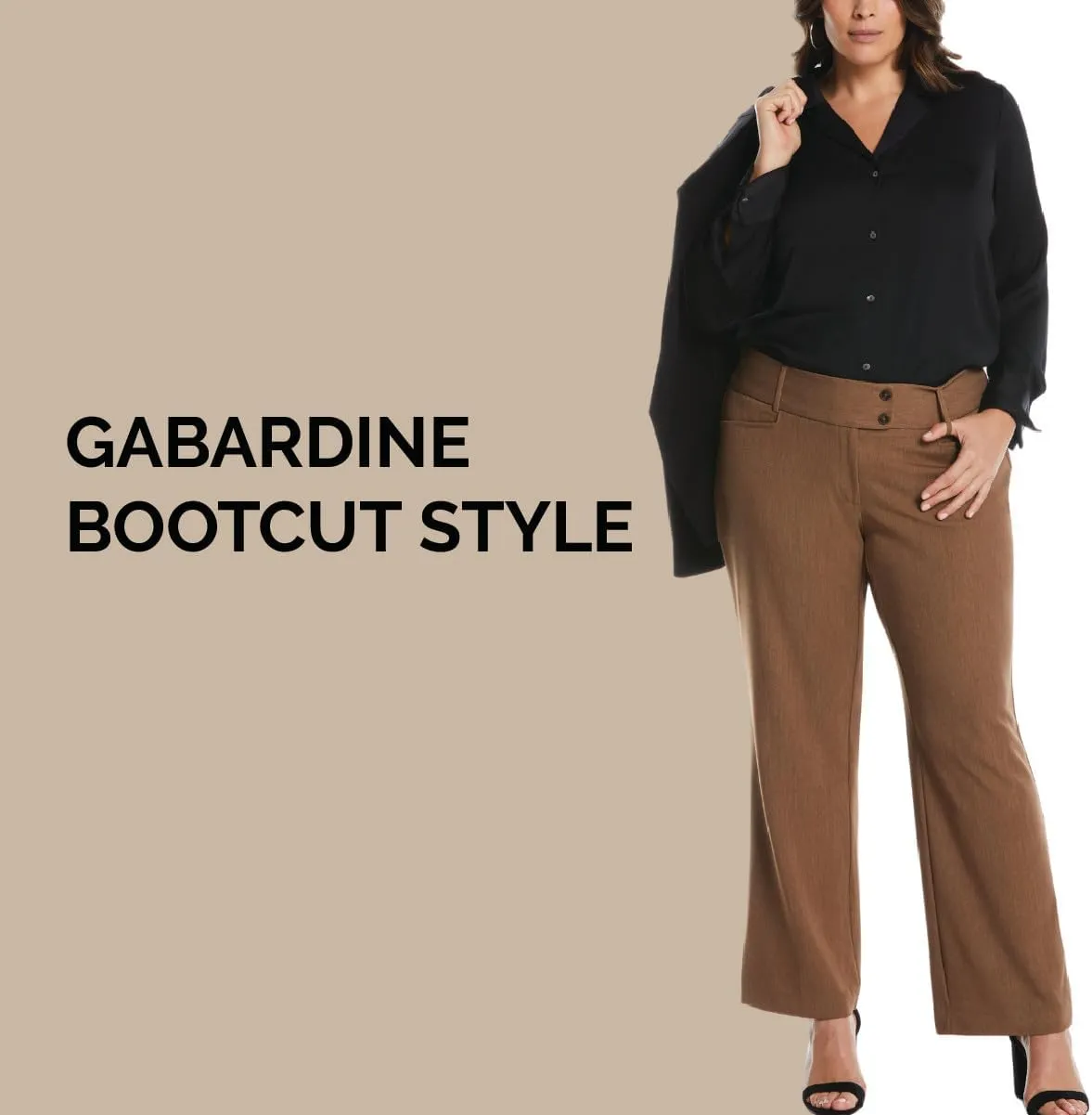 Rafaella Women's Plus Size Curvy Fit Gabardine Bootcut Dress Pants with Pockets, Soft Stretch Work Slacks, 31” & 32" Inseam