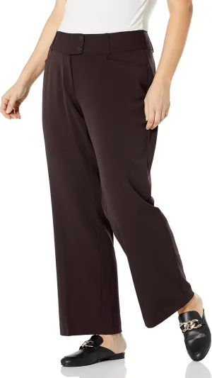 Rafaella Women's Plus Size Curvy Fit Gabardine Bootcut Dress Pants with Pockets, Soft Stretch Work Slacks, 31” & 32" Inseam