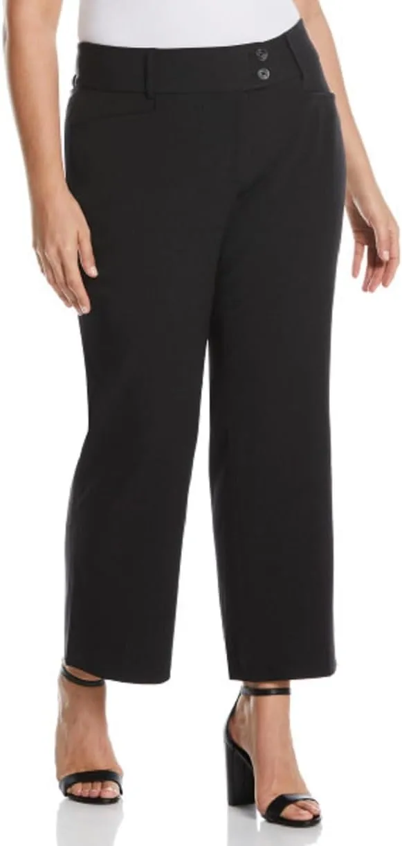 Rafaella Women's Plus Size Curvy Fit Gabardine Bootcut Dress Pants with Pockets, Soft Stretch Work Slacks, 31” & 32" Inseam