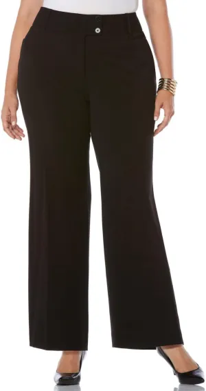 Rafaella Women's Plus Size Curvy Fit Gabardine Bootcut Dress Pants with Pockets, Soft Stretch Work Slacks, 31” & 32" Inseam