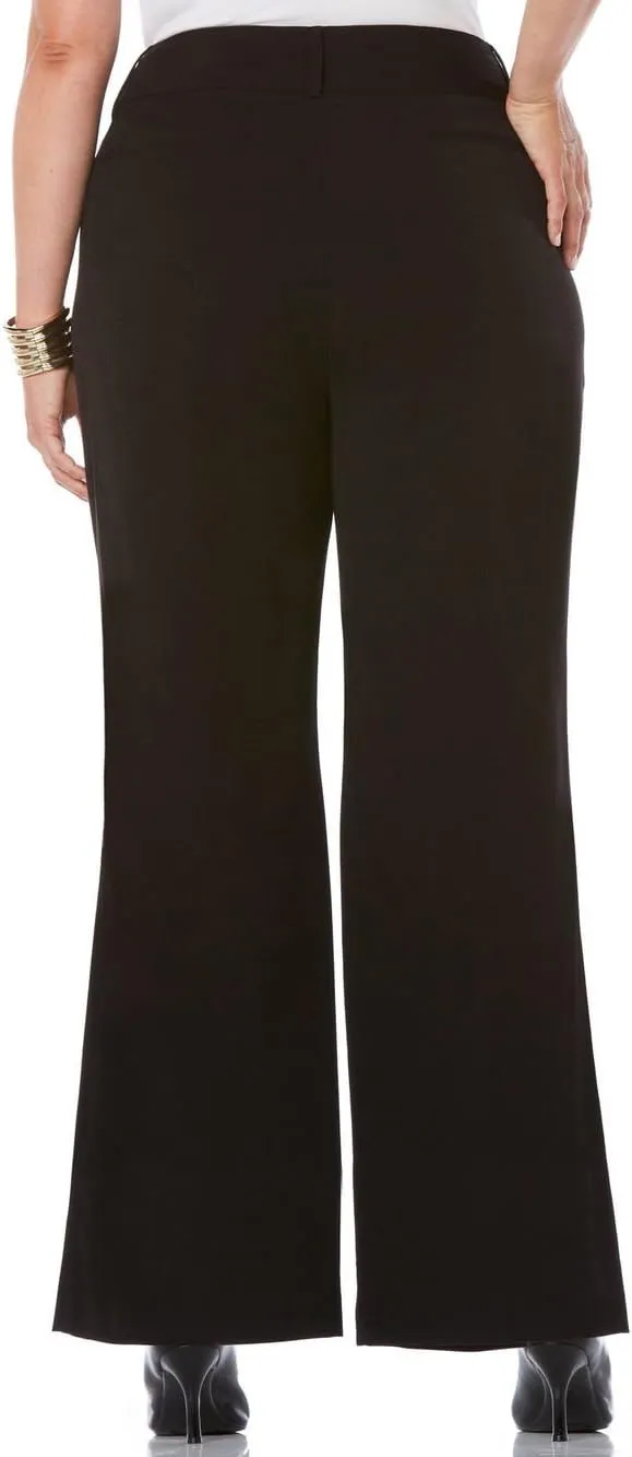 Rafaella Women's Plus Size Curvy Fit Gabardine Bootcut Dress Pants with Pockets, Soft Stretch Work Slacks, 31” & 32" Inseam