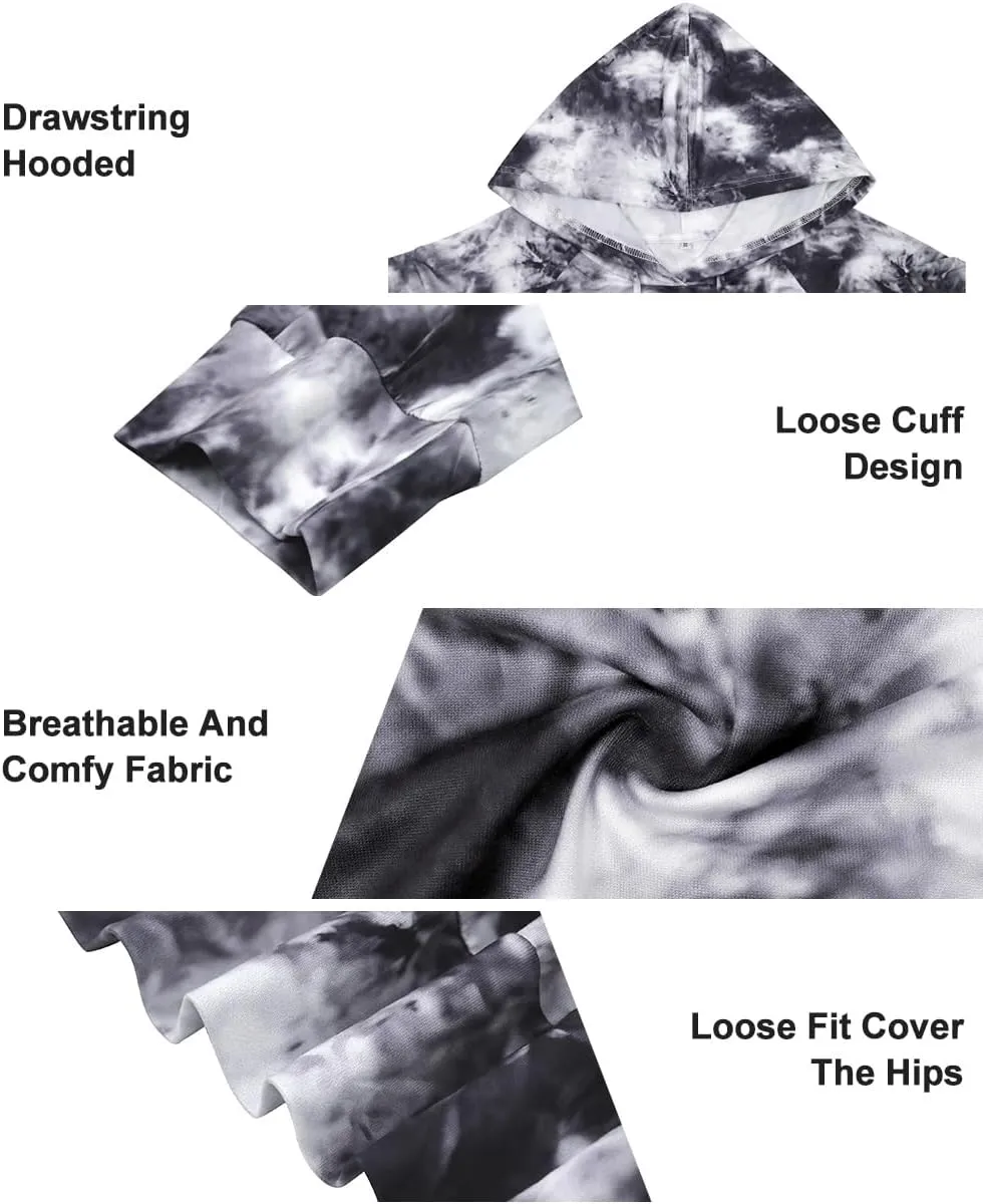 RITERA Women's Plus Size Hoodies Tie Dye Hoodie Long Sleeve Sweatshirts Drawstring Pullover Casual Sweater top L-5XL