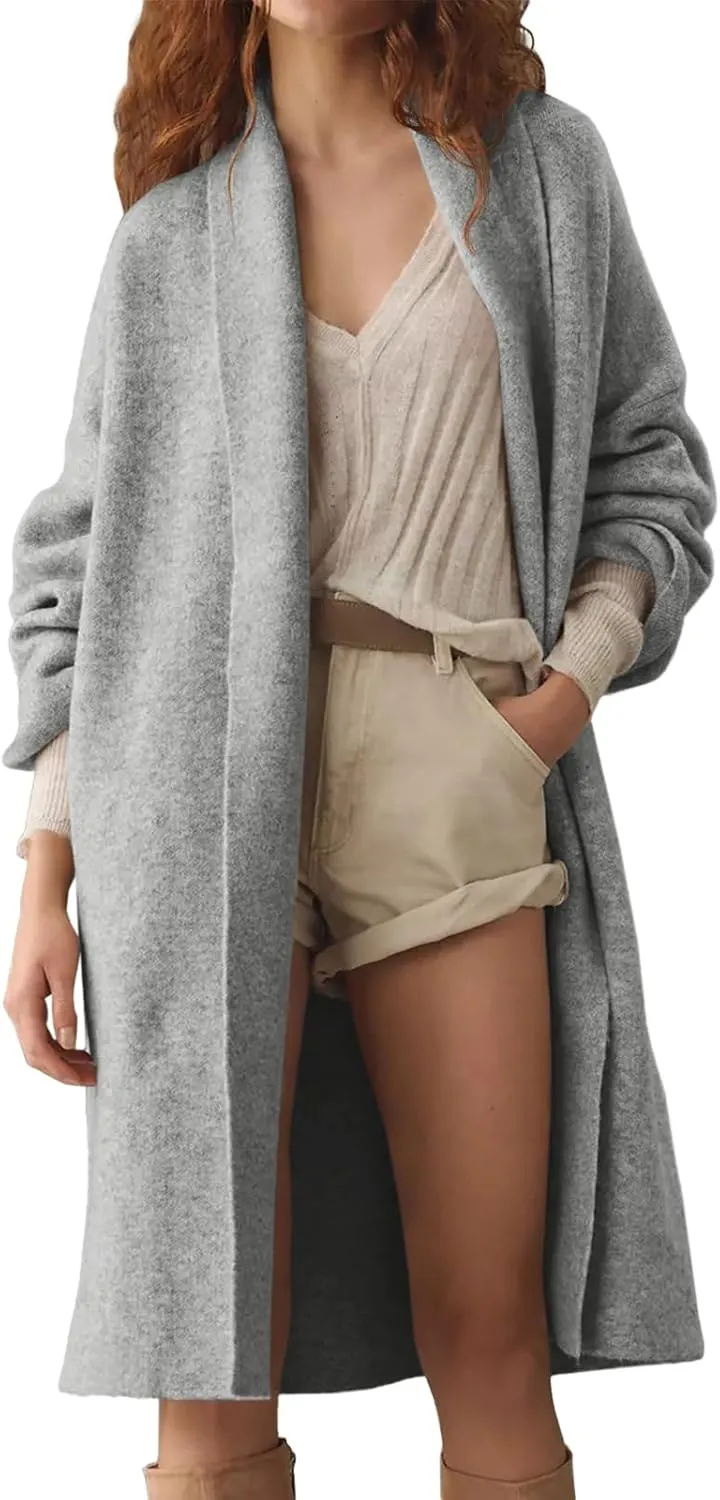 Saodimallsu Womens Long Cardigan Sweaters Chunky Open Front Oversized Slouchy Knit Fall Trendy Coatigan Jackets