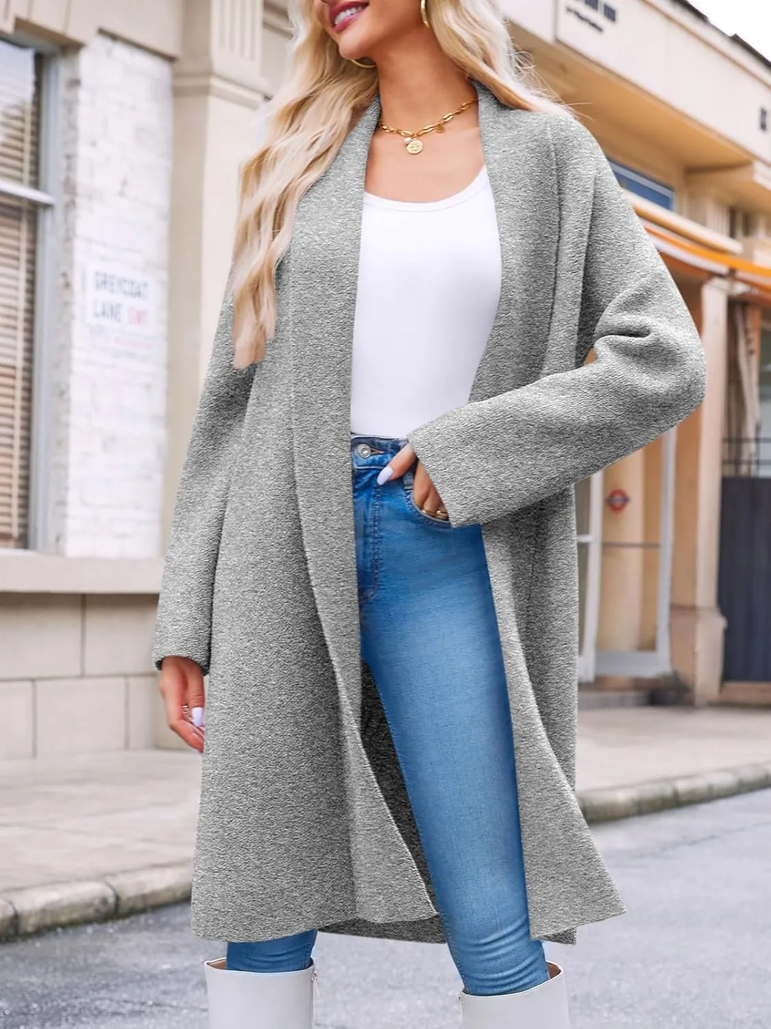 Saodimallsu Womens Long Cardigan Sweaters Chunky Open Front Oversized Slouchy Knit Fall Trendy Coatigan Jackets