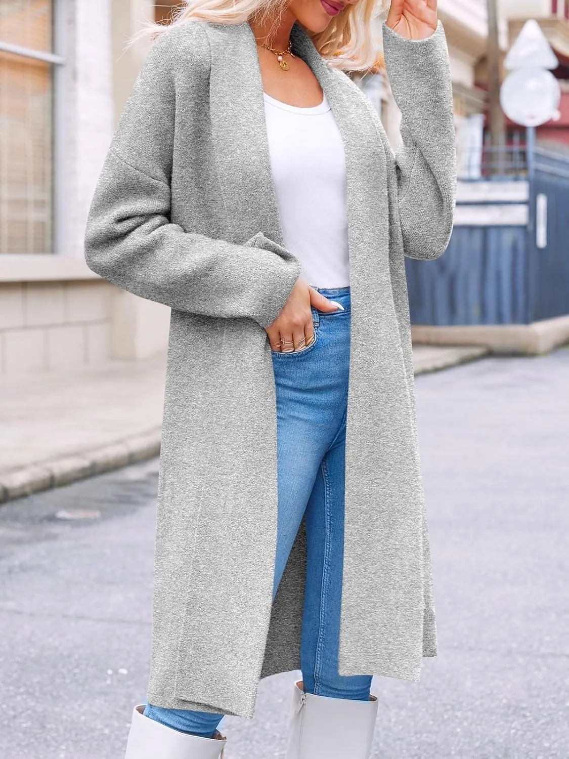 Saodimallsu Womens Long Cardigan Sweaters Chunky Open Front Oversized Slouchy Knit Fall Trendy Coatigan Jackets